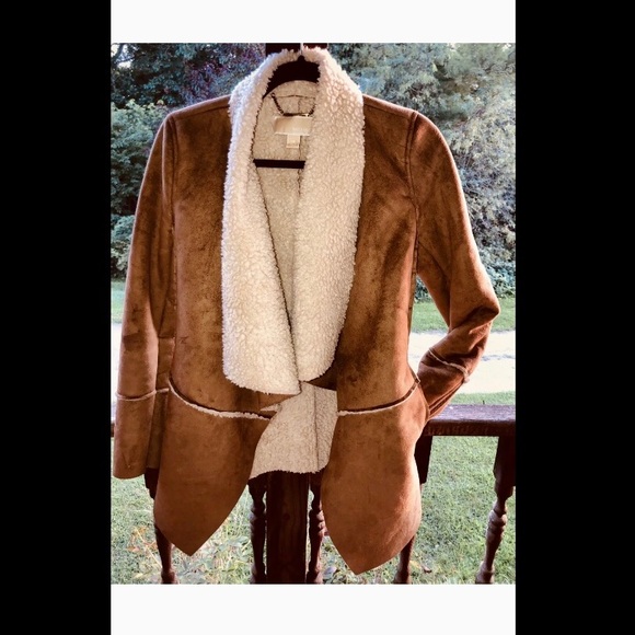 Michael Kors Shearling Trim Asymmetrical Jacket